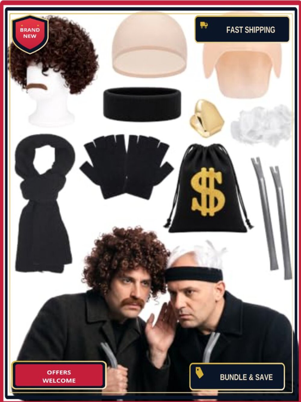 12 Pc Funny Christmas Costume Set Duo Robber Movie Cosplay Accessories